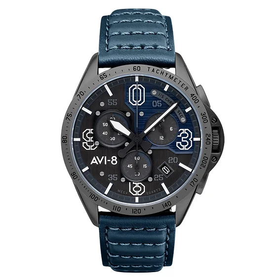 AVI-8 - P51 Mustang Blakeslee Chronograph Gray / Leather Gray Dial