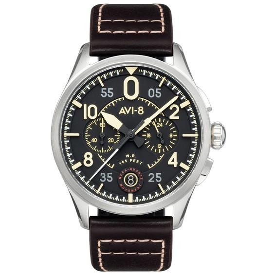 Relógio masculino AVI-8 Spitfire Lock Midnight Oak cronógrafo quartzo AV-4089-01