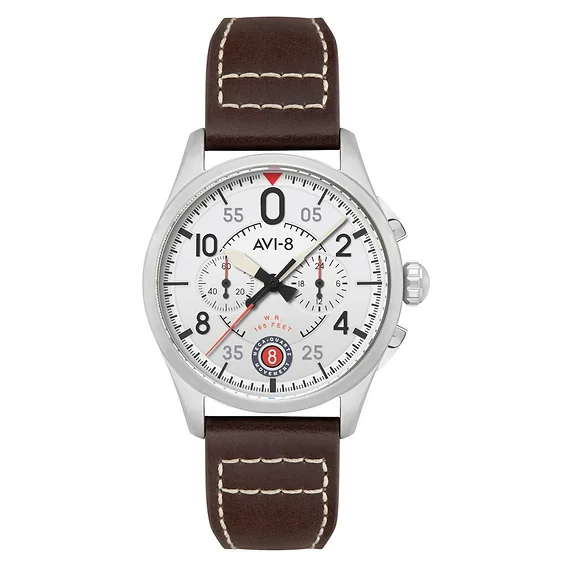 AVI-8 Spitfire Lock Chronograph Aircraft White Dial Quartz AV-4089-05 Men's Watch