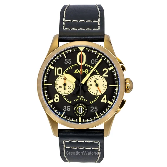 AVI-8 - Lock Chronograph Black / Leather | Black Dial