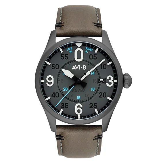 AVI-8 Spitfire Smith Salisbury Leather Strap Grey Dial Automatic AV-4090-04 Men's Watch