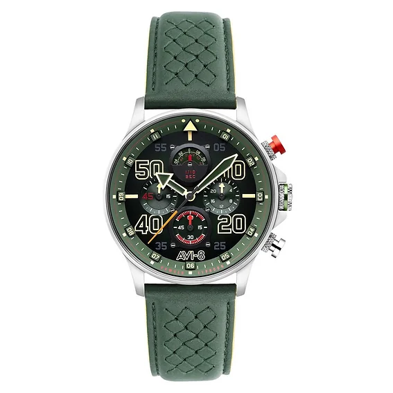AVI-8 Hawker Typhoon Rb396 Sheila Chronograph Limited Edition Goch Green Dial Quartz AV-4093-08 Men's Watch