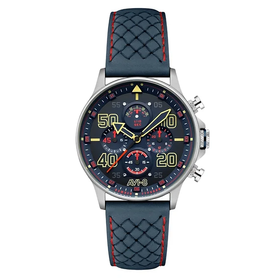 AVI-8 Hawker Typhoon Coningham Chronograph Rumbold Leather Strap Blue Dial Quartz AV-4093-0C Men's Watch