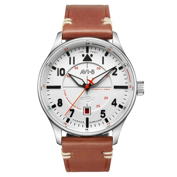 Montre automatique pour homme AVI-8 Hawker Hurricane Kent Newton avec cadran blanc AV-4094-01