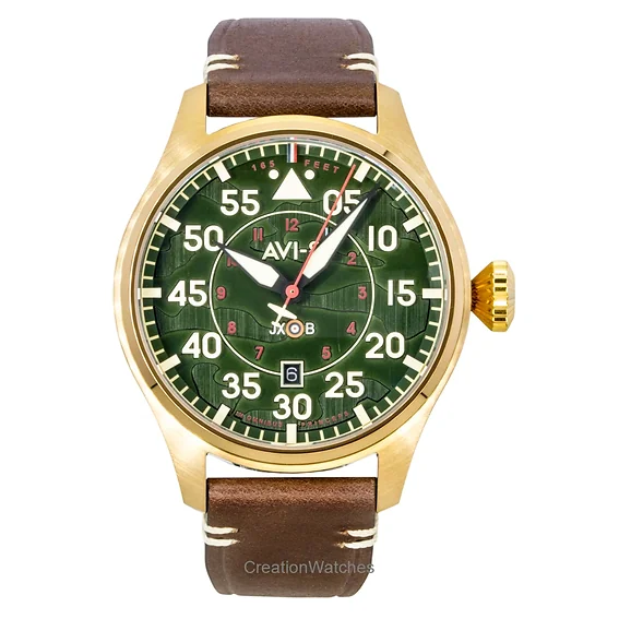AVI-8 Hawker Hurricane Clowes Northholt Leather Strap Green Dial Automatic AV-4097-04 Men's Watch