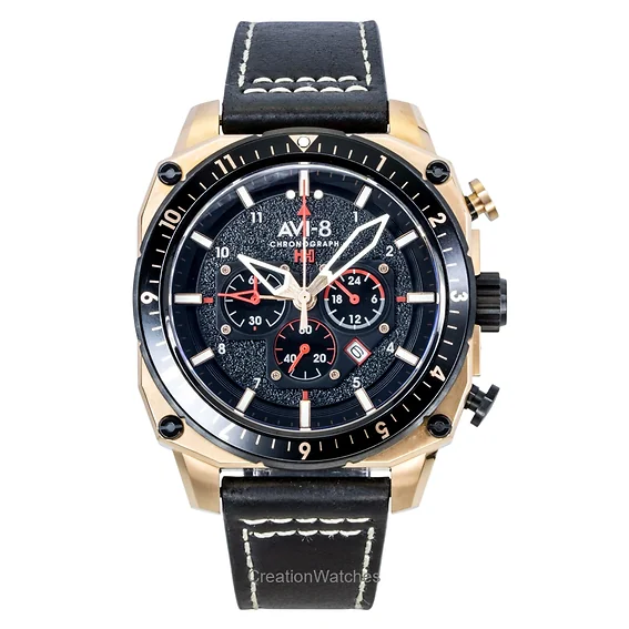AVI-8 Hawker Hunter Atlas Dual Time Chronograph Jet Black Dial Quartz AV-4100-06 Men's Watch