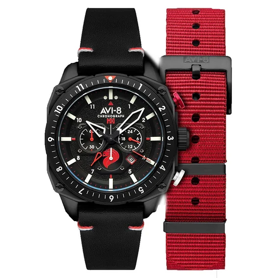 AVI-8 Hawker Hunter Atlas Chronograph Singapore Air Force Limited Edition Pegasus Black Quartz AV-4100-0A Men's Watch