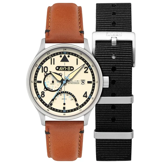 AVI-8 - Mckellar Dual Time Cream / Leather | Cream Dial
