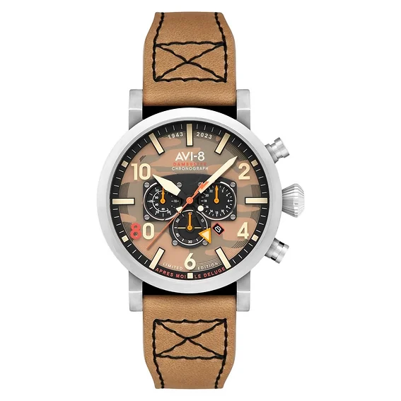 AVI-8 Dambuster 617 Squadron 80th Anniversary Dual Time Chronograph Limited Edition Camo Quartz AV-4107-02 Men's Watch