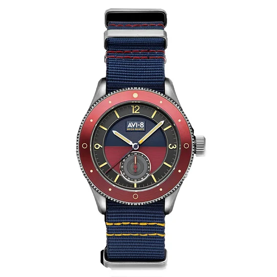 AVI-8 Flyboy Airmaster Sector Meca-Quartz Navy Blue And Red Dial AV-4112-04 Men's Watch