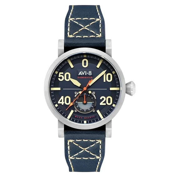 AVI-8 Dambuster Chadwick Meca-Quartz Cobalt Blue Leather Strap Blue Dial AV-4113-01 Men's Watch