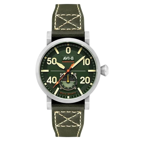 AVI-8 Dambuster Chadwick Meca-Quartz Forest Green Leather Strap Green Dial AV-4113-02 Men's Watch