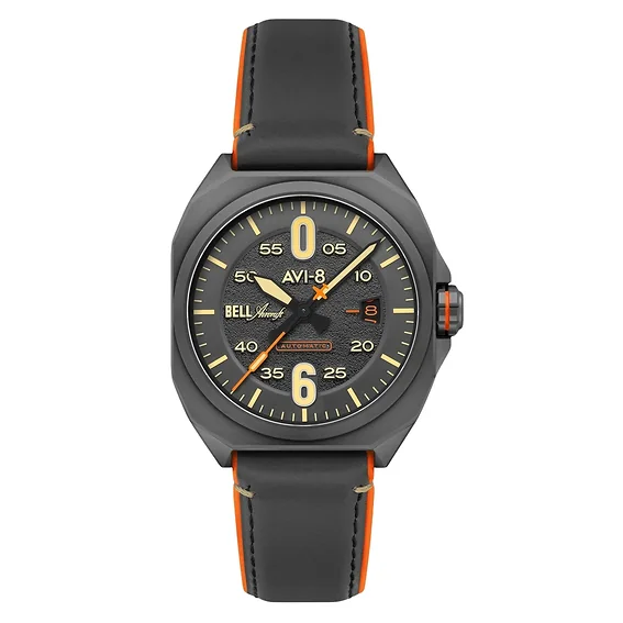 AVI-8 Bell X-1 Machbuster Automatic Leather Strap Iron Grey Dial AV-4115-06 Men's Watch