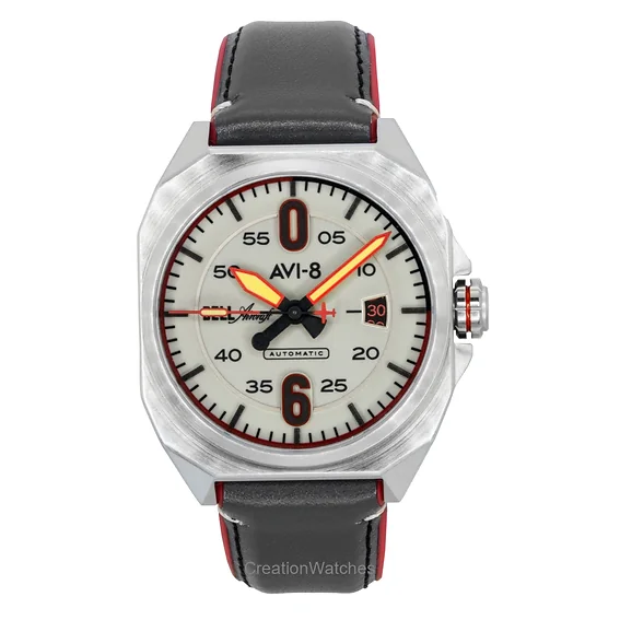 AVI-8 Bell X-1 Machbuster Desert Khaki Leather Strap Light Grey Dial Automatic AV-4115-07 Men's Watch