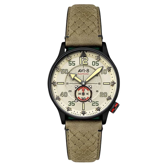 AVI-8 Hawker Typhoon Baldwin Automatic Leather Strap Dark Khaki Dial AV-4119-04 Men's Watch
