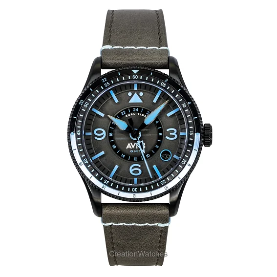 AVI-8 - FLYBOY AIRMASTER GMT AUTOMATIC Grey / Leather | Grey Dial