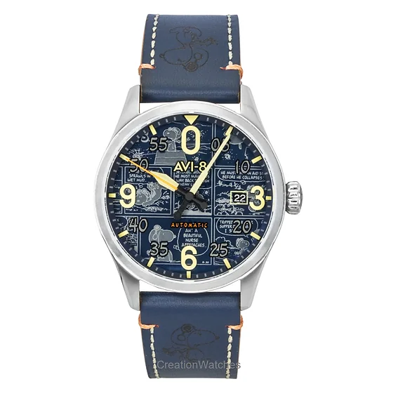 AVI-8 Spitfire Smith Peanuts Snoopy Flying Ace Limited Edition Beagle Blue Dial Automatic AV-4134-01 Men's Watch