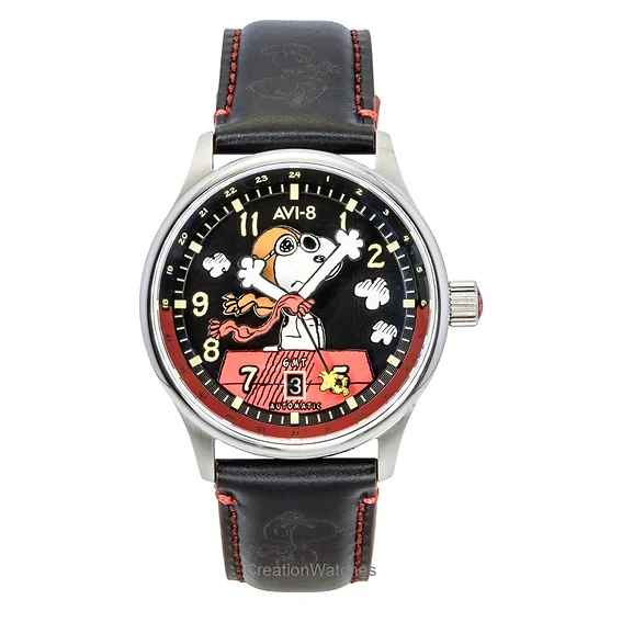 AVI-8 Hawker Hurricane Kent GMT Limited Edition Doghouse Black And Red Dial Automatic AV-4136-01 Men's Watch