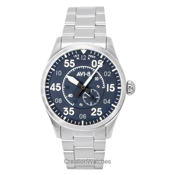 AVI-8 Spitfire Type 300 Stainless Steel Sky Gauge Blue Dial Automatic AV-4147-11 Men's Watch