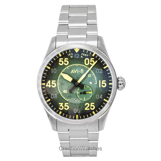 AVI 8 Spitfire Type 300 Tarmac Tracker Stainless Steel Green Dial Automatic AV-4147-22 Men's Watch