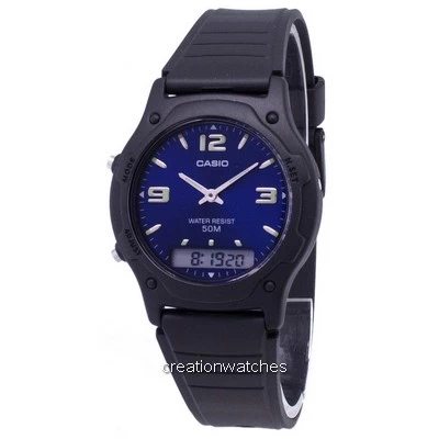 นาฬิกาข้อมือผู้ชาย Casio Analog Digital Quartz Dual Time AW-49HE-2AVDF AW49HE-2AVDF