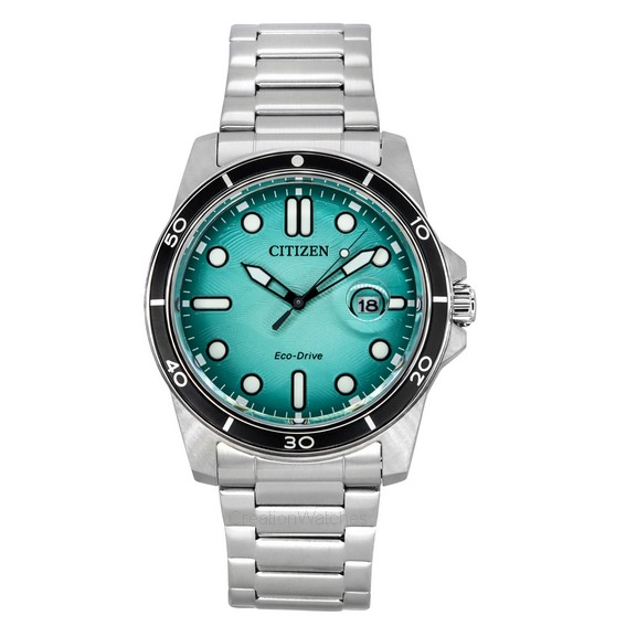 Citizen Marine Eco-Drive สแตนเลส Turquoise Dial AW1816-89L 100M นาฬิกาผู้ชาย