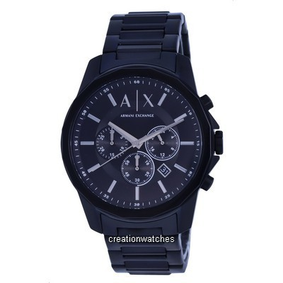 Relógio masculino Armani Exchange cronógrafo aço inoxidável mostrador preto quartzo AX1722