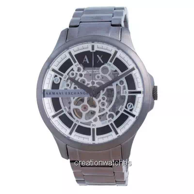 Relógio masculino Armani Exchange Hampton esqueleto em aço inoxidável automático AX2417