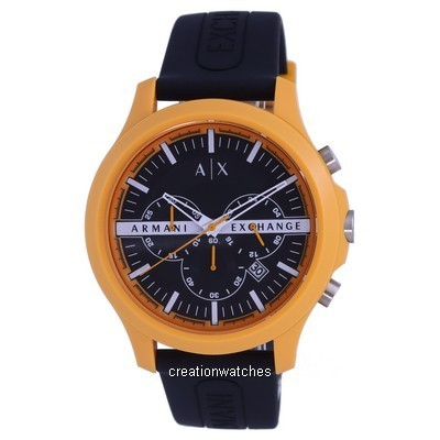 Relógio masculino Armani Exchange Hampton Chronograph Silicon Black Dial Quartz AX2438