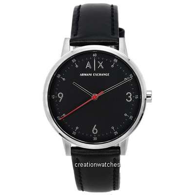 Armani Exchange Cayde Leather Strap Black dial ควอตซ์ AX2739 Men's นาฬิกา
