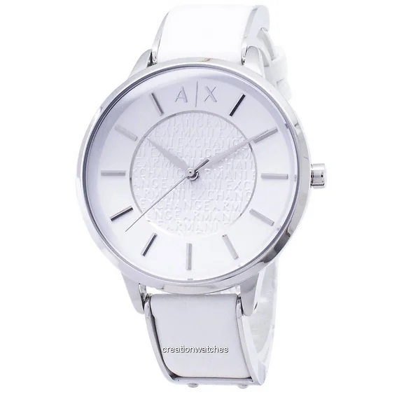 Armani Exchange White Dial White Leather AX5300 Ladies Watch