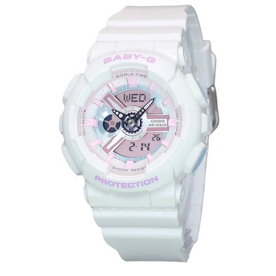 Zegarek damski Casio Baby-G Analogowy cyfrowy pasek z żywicy Wielokolorowa tarcza Kwarcowy BA-110FH-7A 100M Damski zegarek