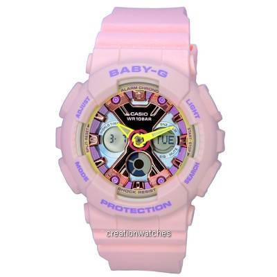 Relógio feminino Casio Baby-G em tons pastéis analógico digital quartzo BA-130PM-4A BA130PM-4 100M