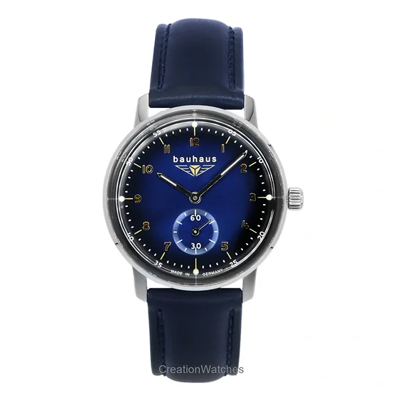Bauhaus Leather Strap Dark Blue Dial Quartz 20373 Women's Watch