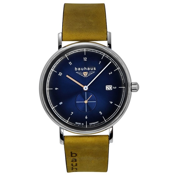 Bauhaus Classic Brown Leather Strap Blue Dial Quartz 21303 Men's Watch