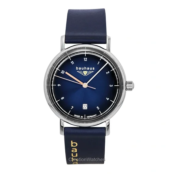 Bauhaus Classic Leather Strap Dark Blue Dial Quartz 21413 Women's Watch