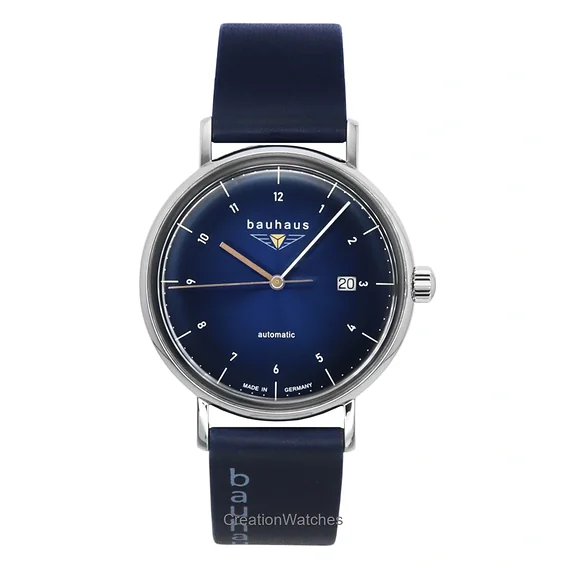 Bauhaus Leather Strap Dark Blue Dial Automatic 21523 Men's Watch