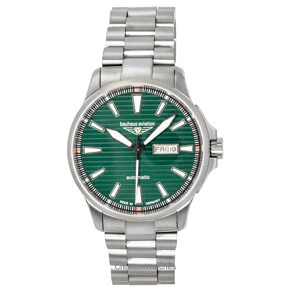 Bauhaus Aviation Titanium Green Dial Automatic 2862M4 100M Men's Watch
