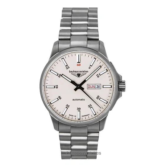 Bauhaus Aviation Titanium Beige Dial Automatic 2866M5 100M Men's Watch