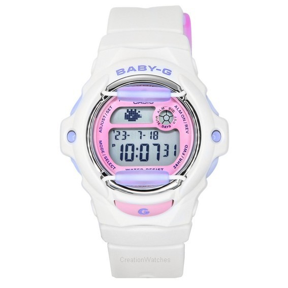 Casio Baby-G Basic Digital สายเรซิ่น สีขาว Quartz BG-169PB-7 200M นาฬิกาข้อมือผู้หญิง