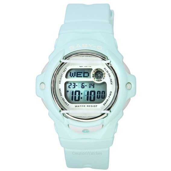 Relógio feminino Casio Baby-G digital verde pastel pulseira de resina quartzo BG-169U-3 200M