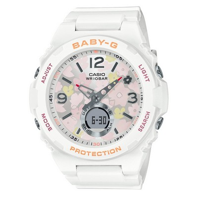 Casio Baby-G World Time อะนาล็อก ดิจิตอล BGA-260FL-7A BGA260FL-7 100M นาฬิกาข้อมือผู้หญิง