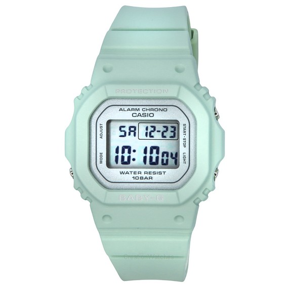 Relógio feminino Casio Baby-G digital com pulseira de resina verde quartzo BGD-565SC-3 100M