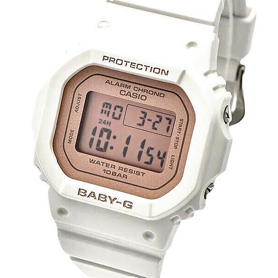 Montre pour femme Casio Baby-G numérique avec bracelet en résine blanche et quartz BGD-565SC-4 100M