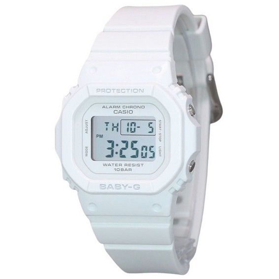 Relógio feminino Casio Baby-G digital com pulseira de resina branca quartzo BGD-565U-7 100M
