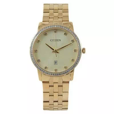 Citizen Crystal Accents Gold Tone สแตนเลสสตีล ควอตซ์ BI5033-53P นาฬิกาข้อมือสตรี