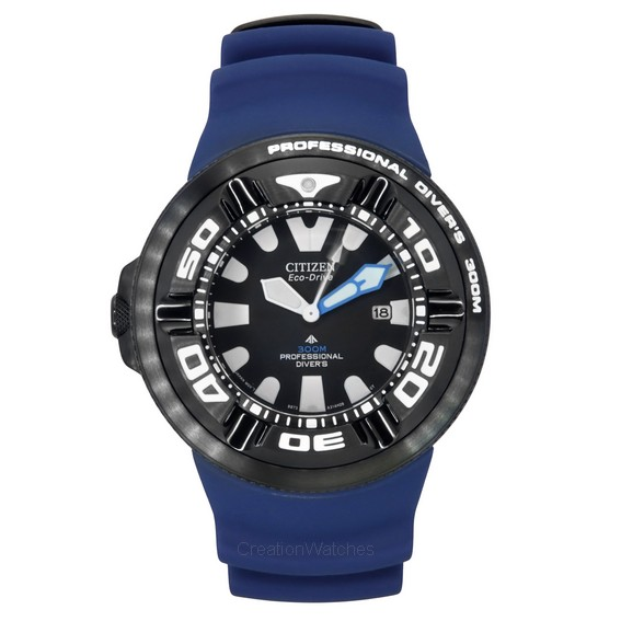Citizen Promaster PU Strap Black Dial Eco-Drive Diver's BJ8055-04E 300M Men's Watch