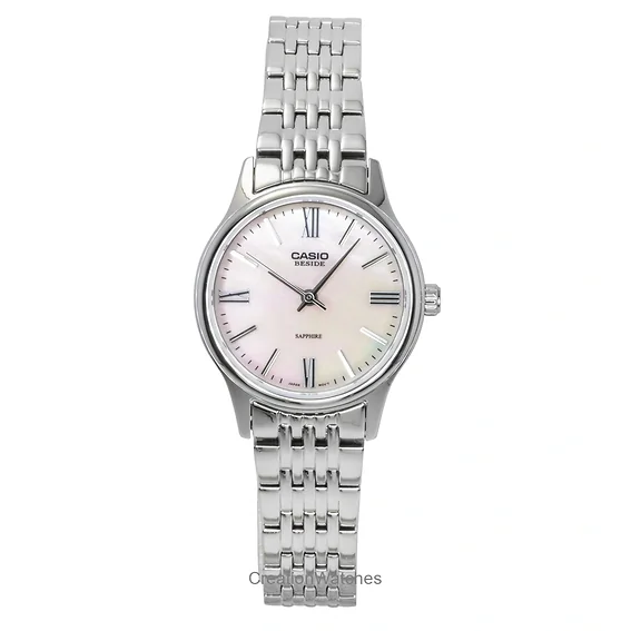Casio Beside Analog Stainless Steel Pink Mother of Pearl Dial Quartz BLS-100DS-4AV Women's Watch