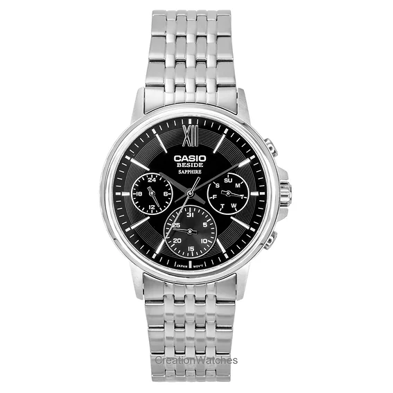 Casio Beside Analog Stainless Steel Black Dial Quartz BMS-300D-1AV Men's Watch
