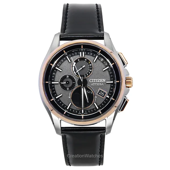 Citizen Attesa Radio-Controlled Leather Strap Grey Dial Eco-Drive BY1004-17X 100M Men's Watch